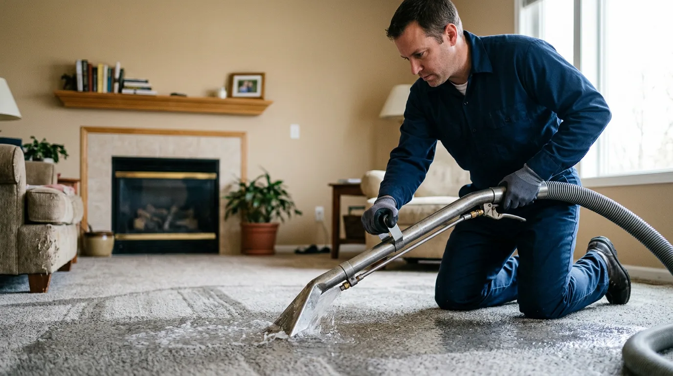 Water damage restoration technician working near Dixon, KY